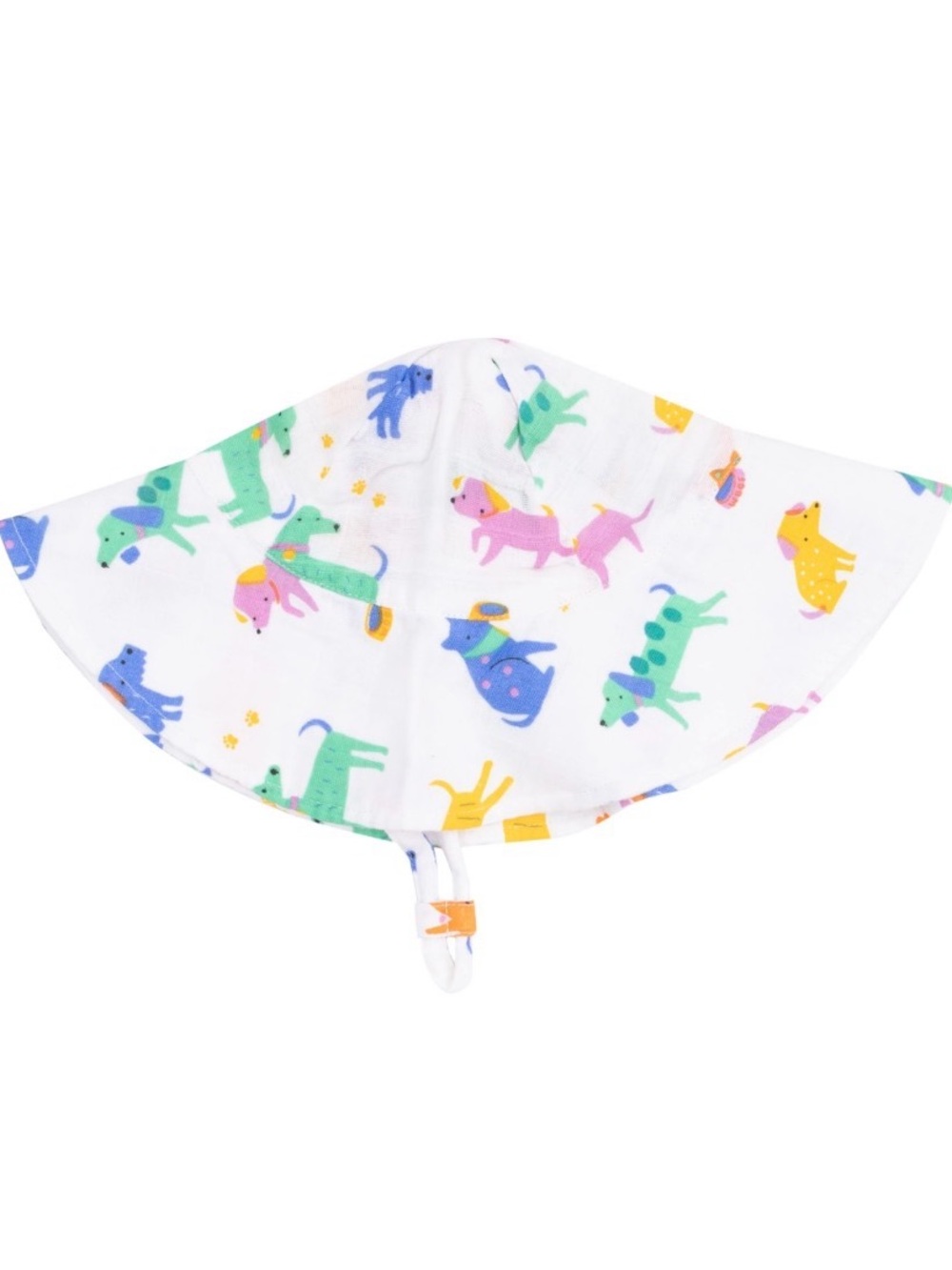 Angel Dear White Sun Hat with Colorful Dog Print NWT